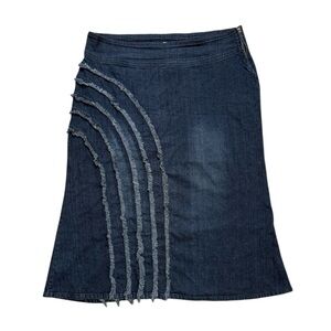 Vintage Y2K Denim Skirt Jean Maxi Frayed 22